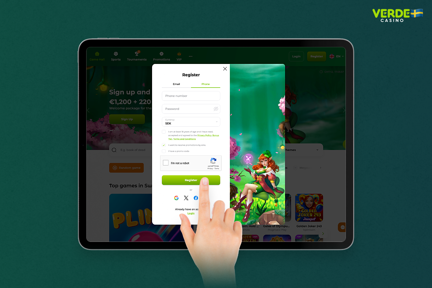 För att registrera sig på Verde Casino behöver användare från Sverige följa några enkla steg
