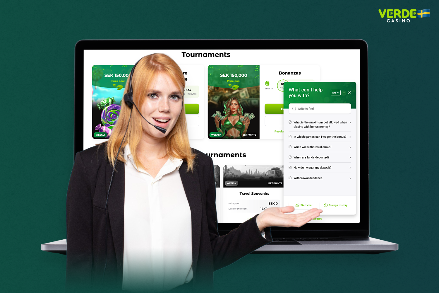 Verde Casino Sverige har flera alternativ tillgängliga för att kontakta support