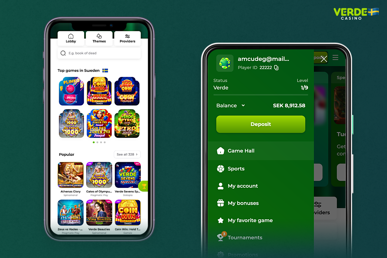 Verde Casino mobilapp gör att du kan spela spel och satsa när du är på språng