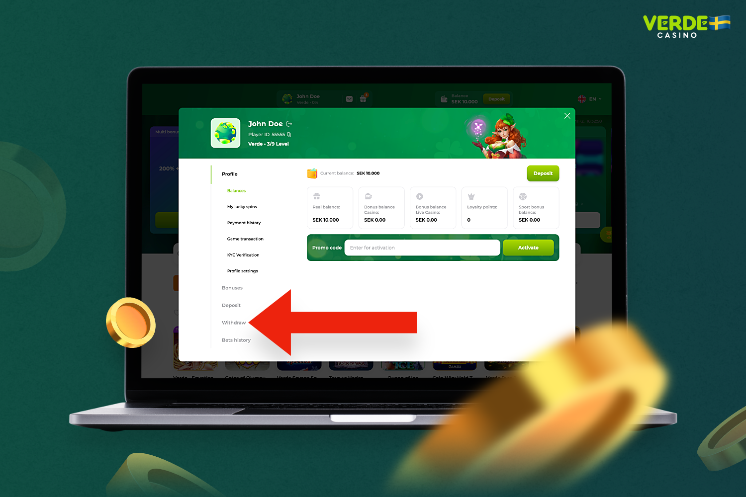 För att kunna ta ut pengar från Verde Casino måste du uppfylla flera obligatoriska villkor