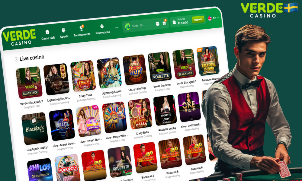 Live dealer-spel finns tillgängliga på Verde Casino
