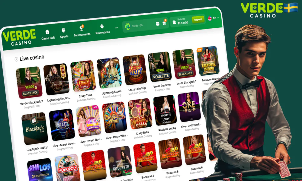 Live dealer-spel finns tillgängliga på Verde Casino